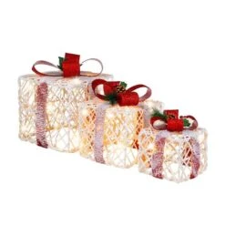 Costway White And Red Christmas Lighted Gift Boxes - Set Of 3 -Northlight Paradise 332017571 MainImage 001 l