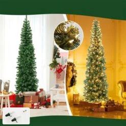 Costway 7-ft Pre-lit Green Artificial Half Christmas Tree With 450 Branch Tips And 150 Warm White LED Lights -Northlight Paradise 332017579 AlternateImage4 l