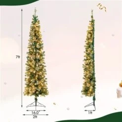 Costway 7-ft Pre-lit Artificial Half Christmas Tree With 150 Warm White LED Lights