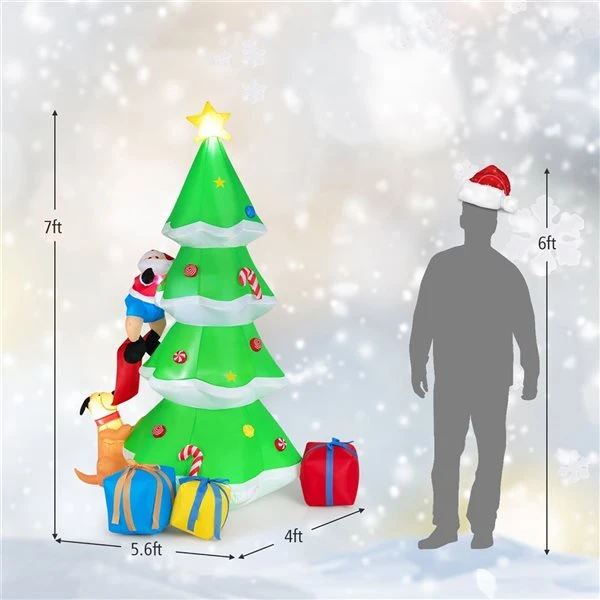 Costway 7-ft H Lighted Inflatable Christmas Tree With Santa Claus And Dog 5 Costway 7-ft H Lighted Inflatable Christmas Tree With Santa Claus And Dog - Image 3