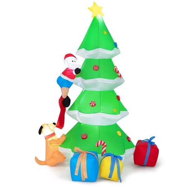 Costway 7-ft H Lighted Inflatable Christmas Tree With Santa Claus And Dog 3 Costway 7-ft H Lighted Inflatable Christmas Tree With Santa Claus And Dog