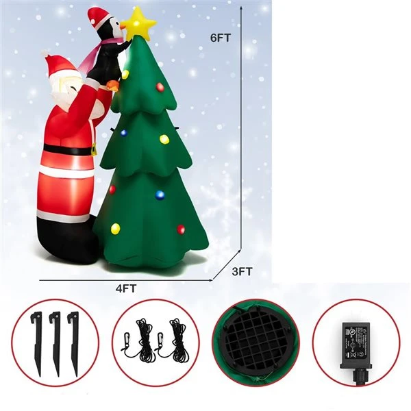 Costway 6-ft H Lighted Inflatable Christmas Tree, Santa Claus And Penguin 7 Costway 6-ft H Lighted Inflatable Christmas Tree, Santa Claus And Penguin - Image 5