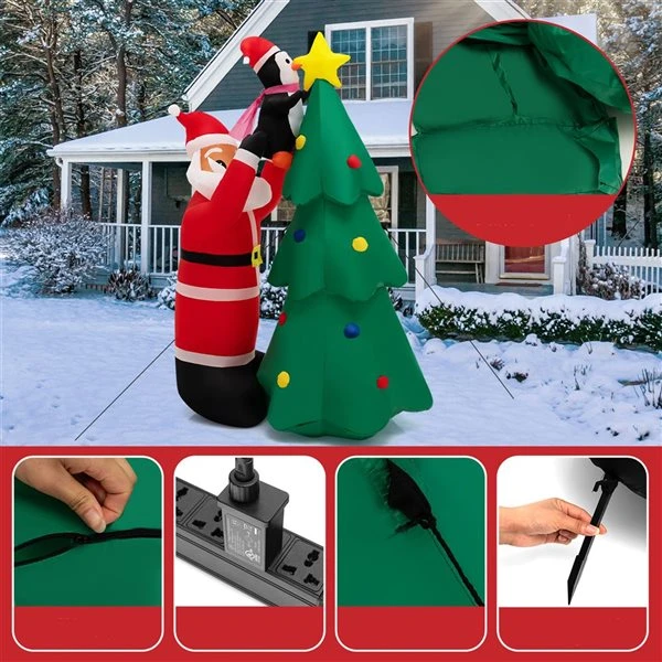 Costway 6-ft H Lighted Inflatable Christmas Tree, Santa Claus And Penguin 3 Costway 6-ft H Lighted Inflatable Christmas Tree, Santa Claus And Penguin
