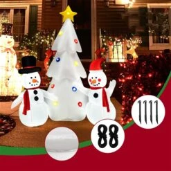 Costway 6-ft H Inflatable Snowmen And Christmas Tree With Built-in Rotating LED Lights -Northlight Paradise 332017593 AlternateImage3 l