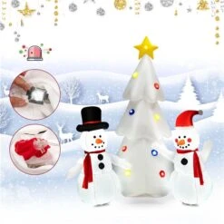 Costway 6-ft H Inflatable Snowmen And Christmas Tree With Built-in Rotating LED Lights