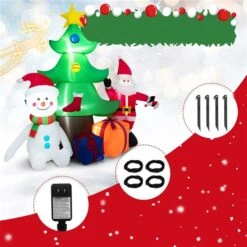 Costway 6.5-ft H Lighted Inflatable Christmas Tree, Snowman And Santa Claus -Northlight Paradise 332017595 AlternateImage4 l