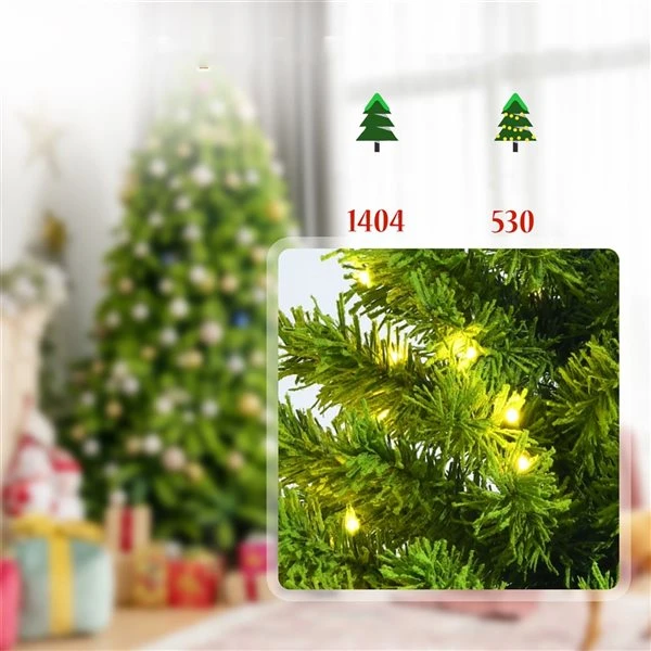 Costway 7.5-ft Pre-Lit Snow Flocked Hinged Artificial Christmas Tree Green With 1404 Branch Tips And 530 Warm White LED Lights 6 Costway 7.5-ft Pre-Lit Snow Flocked Hinged Artificial Christmas Tree Green With 1404 Branch Tips And 530 Warm White LED Lights - Image 4