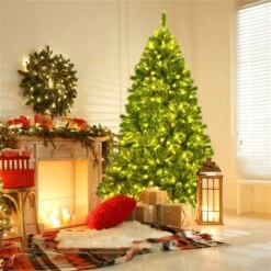 Costway 7.5-ft Pre-Lit Snow Flocked Hinged Artificial Christmas Tree Green With 1404 Branch Tips And 530 Warm White LED Lights 11 Costway 7.5-ft Pre-Lit Snow Flocked Hinged Artificial Christmas Tree Green With 1404 Branch Tips And 530 Warm White LED Lights -Northlight Paradise 332017596 AlternateImage3 l