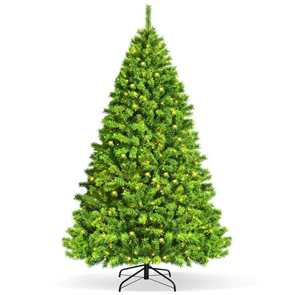 Costway 7.5-ft Pre-Lit Snow Flocked Hinged Artificial Christmas Tree Green With 1404 Branch Tips And 530 Warm White LED Lights 3 Costway 7.5-ft Pre-Lit Snow Flocked Hinged Artificial Christmas Tree Green With 1404 Branch Tips And 530 Warm White LED Lights