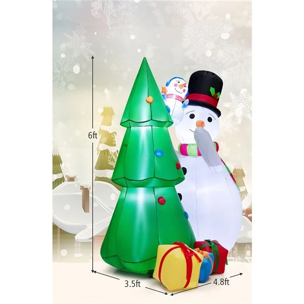 Costway 6-ft H Lighted Inflatable Snowman And Christmas Tree With Gift Boxes 6 Costway 6-ft H Lighted Inflatable Snowman And Christmas Tree With Gift Boxes - Image 4