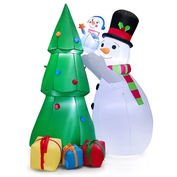 Costway 6-ft H Lighted Inflatable Snowman And Christmas Tree With Gift Boxes 3 Costway 6-ft H Lighted Inflatable Snowman And Christmas Tree With Gift Boxes