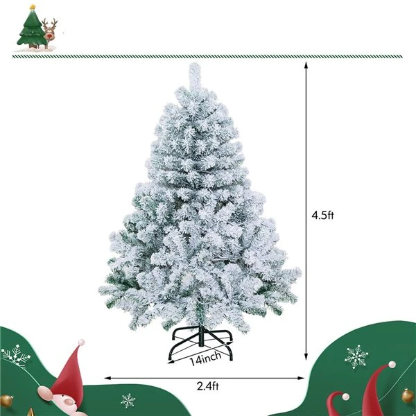 Costway 4.5-ft Pre-Lit Premium Snow Flocked Hinged Artificial Christmas Tree With 150 Warm White LED Lights 5 Costway 4.5-ft Pre-Lit Premium Snow Flocked Hinged Artificial Christmas Tree With 150 Warm White LED Lights - Image 3