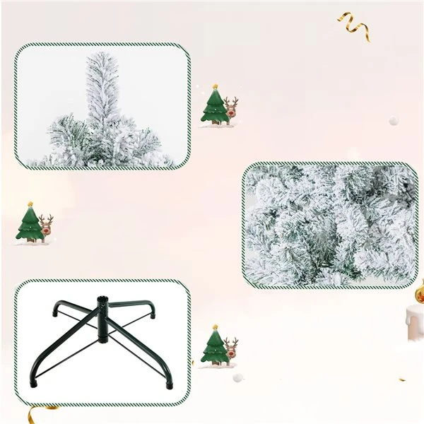 Costway 4.5-ft Pre-Lit Premium Snow Flocked Hinged Artificial Christmas Tree With 150 Warm White LED Lights 4 Costway 4.5-ft Pre-Lit Premium Snow Flocked Hinged Artificial Christmas Tree With 150 Warm White LED Lights - Image 2