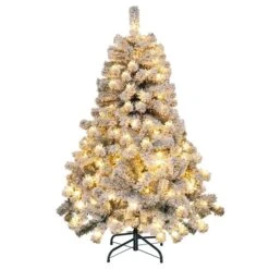 Costway 4.5-ft Pre-Lit Premium Snow Flocked Hinged Artificial Christmas Tree With 150 Warm White LED Lights 11 Costway 4.5-ft Pre-Lit Premium Snow Flocked Hinged Artificial Christmas Tree With 150 Warm White LED Lights -Northlight Paradise 332017603 MainImage 001 l