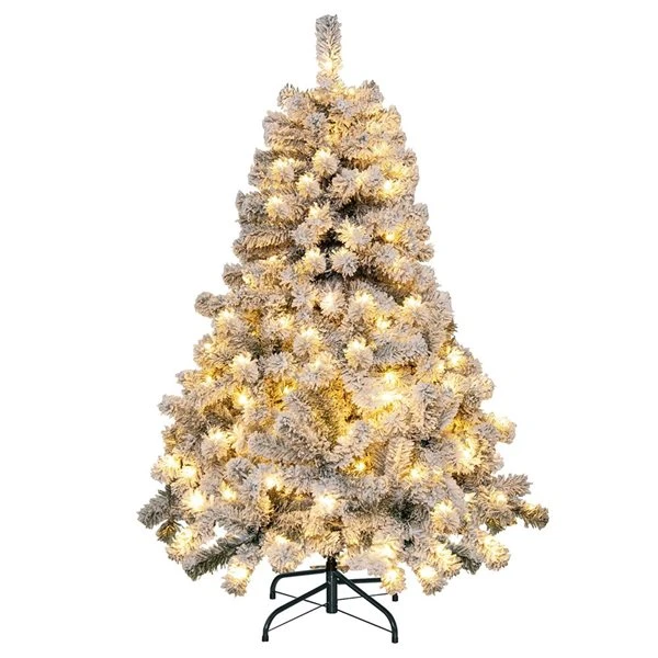 Costway 4.5-ft Pre-Lit Premium Snow Flocked Hinged Artificial Christmas Tree With 150 Warm White LED Lights 7 Costway 4.5-ft Pre-Lit Premium Snow Flocked Hinged Artificial Christmas Tree With 150 Warm White LED Lights - Image 5