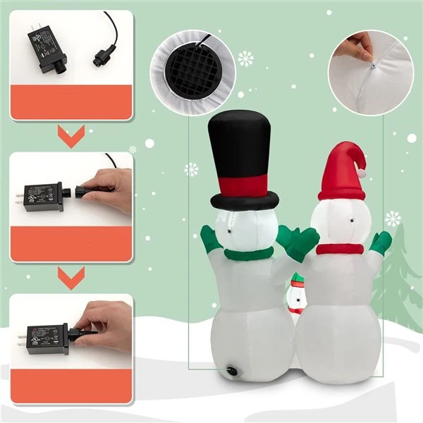 Costway 6-ft H Lighted Inflatable Christmas Snowmen 6 Costway 6-ft H Lighted Inflatable Christmas Snowmen - Image 4