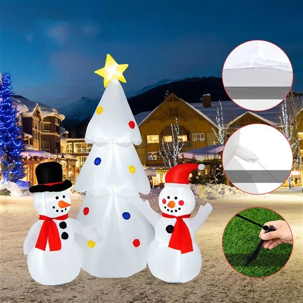 Costway 6-ft H Ligthed Inflatable Christmas Tree With 2 Snowmen 4 Costway 6-ft H Ligthed Inflatable Christmas Tree With 2 Snowmen - Image 2