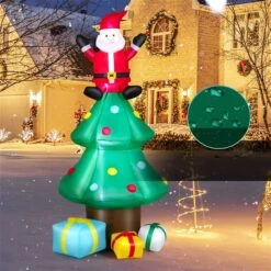 Costway 7-ft H Lighted Inflatable Christmas Tree With Santa Claus And Gift Boxes