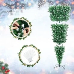 Costway 7.5-ft Pre-Lit Upside-Down Christmas Tree 1100 Branch Tips With 400 Warm White LED Lights - 8 Flash Modes -Northlight Paradise 332017612 AlternateImage3 l