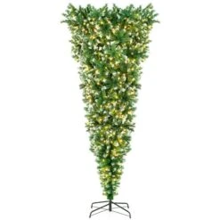 Costway 7.5-ft Pre-Lit Upside-Down Christmas Tree 1100 Branch Tips With 400 Warm White LED Lights - 8 Flash Modes -Northlight Paradise 332017612 MainImage 001 l
