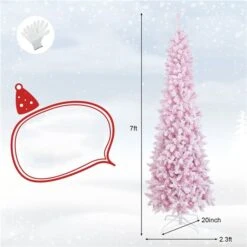 Costway 7-ft Pre-Lit Snow Flocked Hinged Pink Christmas Tree With 300 Warm White LED Lights - 8 Flash Modes 11 Costway 7-ft Pre-Lit Snow Flocked Hinged Pink Christmas Tree With 300 Warm White LED Lights - 8 Flash Modes -Northlight Paradise 332017615 AlternateImage1 l