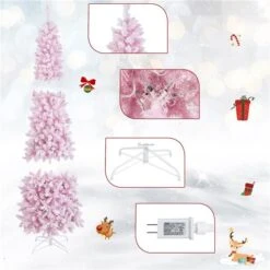 Costway 7-ft Pre-Lit Snow Flocked Hinged Pink Christmas Tree With 300 Warm White LED Lights - 8 Flash Modes 10 Costway 7-ft Pre-Lit Snow Flocked Hinged Pink Christmas Tree With 300 Warm White LED Lights - 8 Flash Modes -Northlight Paradise 332017615 AlternateImage2 l