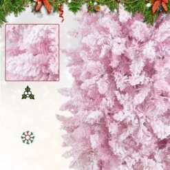 Costway 7-ft Pre-Lit Snow Flocked Hinged Pink Christmas Tree With 300 Warm White LED Lights - 8 Flash Modes 9 Costway 7-ft Pre-Lit Snow Flocked Hinged Pink Christmas Tree With 300 Warm White LED Lights - 8 Flash Modes -Northlight Paradise 332017615 AlternateImage4 l