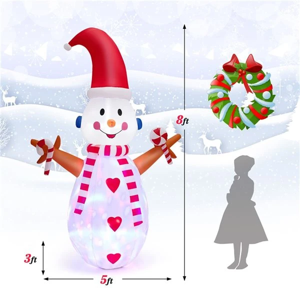 Costway 8-ft H Lighted Inflatable Christmas Snowman 7 Costway 8-ft H Lighted Inflatable Christmas Snowman - Image 5