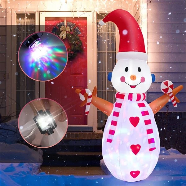 Costway 8-ft H Lighted Inflatable Christmas Snowman 6 Costway 8-ft H Lighted Inflatable Christmas Snowman - Image 4