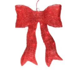 Northlight 24-in Sparkling Red Bow Christmas Outdoor Decoration With Lights