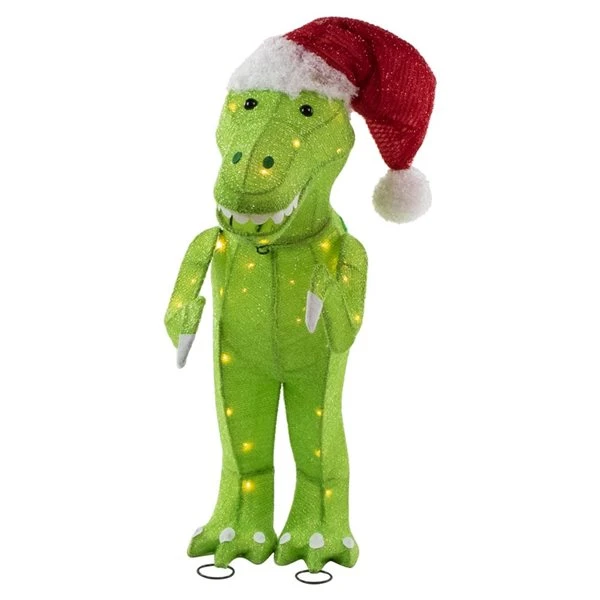 Northlight 30-in Santa T-Rex Dinosaur Outdoor Christmas Decoration With LED Lights 3 Northlight 30-in Santa T-Rex Dinosaur Outdoor Christmas Decoration With LED Lights