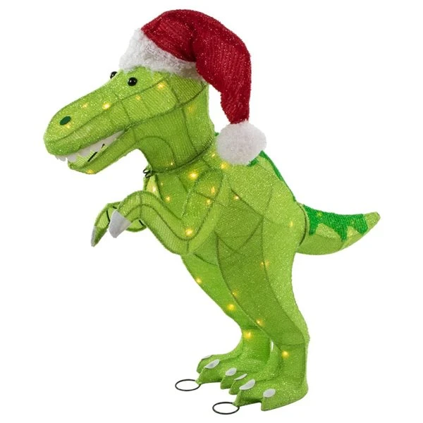 Northlight 30-in Santa T-Rex Dinosaur Outdoor Christmas Decoration With LED Lights 6 Northlight 30-in Santa T-Rex Dinosaur Outdoor Christmas Decoration With LED Lights - Image 4