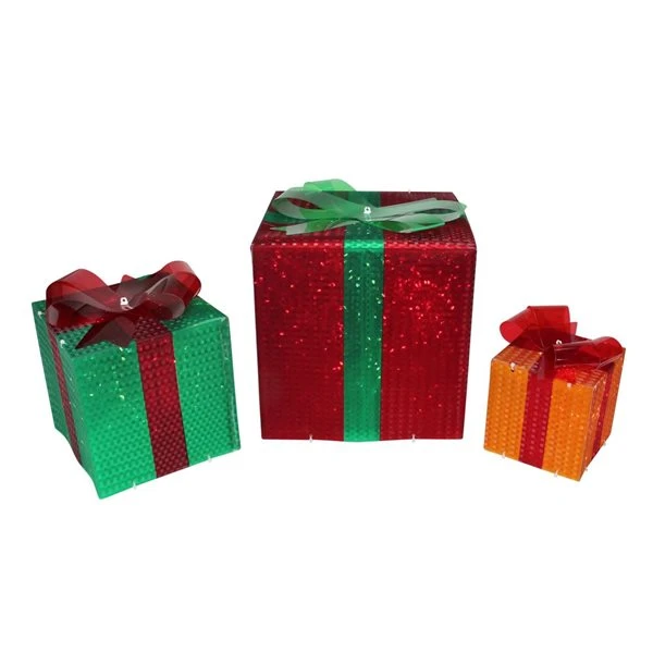 Northlight Set Of 3 8-in Glistening Gift Box And Bow Christmas Decoration With Lights 4 Northlight Set Of 3 8-in Glistening Gift Box And Bow Christmas Decoration With Lights - Image 2