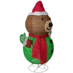 Northlight 25-in Pop-Up Bear Wearing Santa Hat Outdoor Christmas Decoration With Lights -Northlight Paradise 332017752 AlternateImage1 l