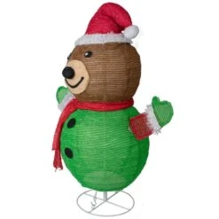 Northlight 25-in Pop-Up Bear Wearing Santa Hat Outdoor Christmas Decoration With Lights -Northlight Paradise 332017752 AlternateImage2 l
