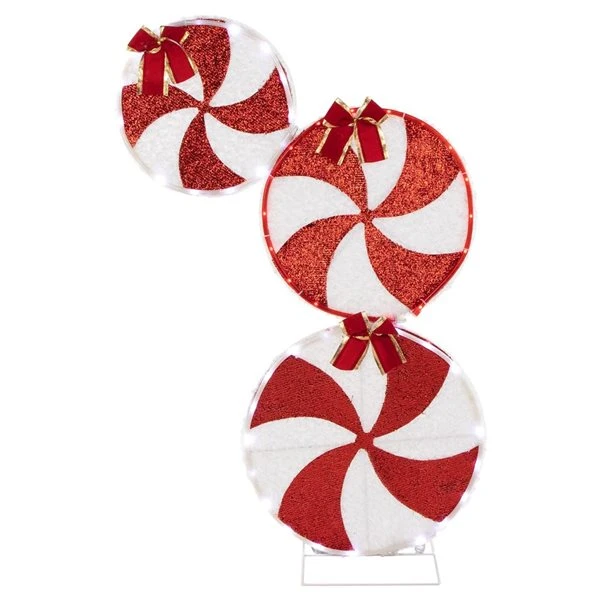 Northlight 32-in Stacked Peppermint Candies Christmas Yard Decoration With LED Lights 4 Northlight 32-in Stacked Peppermint Candies Christmas Yard Decoration With LED Lights - Image 2