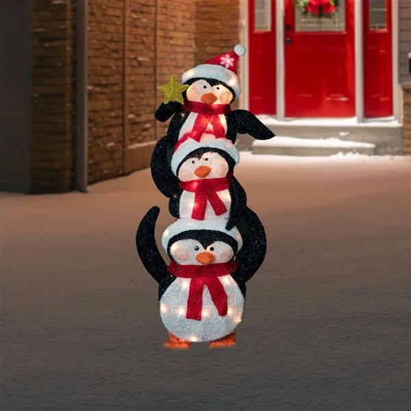 Northlight 41-in Stacked Penguin Family Christmas Decoration With Lights 6 Northlight 41-in Stacked Penguin Family Christmas Decoration With Lights - Image 4