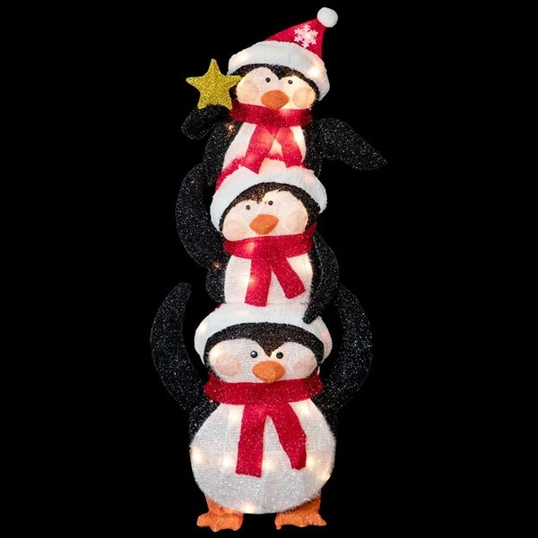 Northlight 41-in Stacked Penguin Family Christmas Decoration With Lights 4 Northlight 41-in Stacked Penguin Family Christmas Decoration With Lights - Image 2
