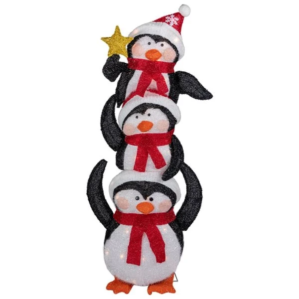 Northlight 41-in Stacked Penguin Family Christmas Decoration With Lights 5 Northlight 41-in Stacked Penguin Family Christmas Decoration With Lights - Image 3