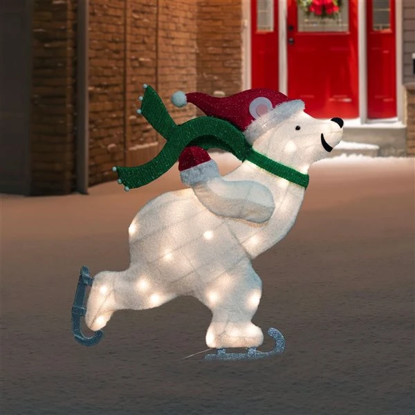 Northlight 36.25-in Skating Polar Bear Christmas Decoration With Lights 3 Northlight 36.25-in Skating Polar Bear Christmas Decoration With Lights