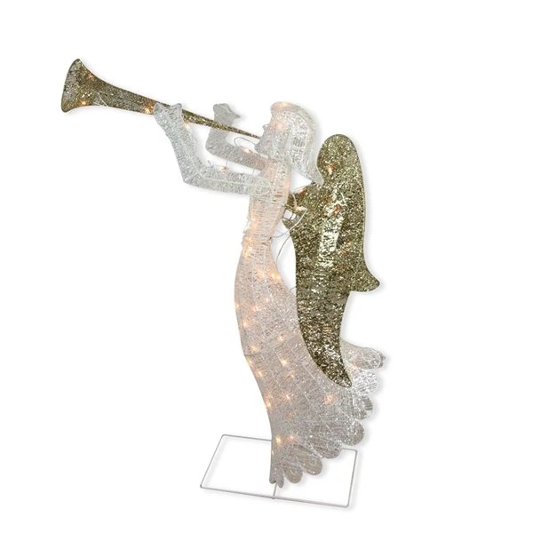 Northlight 48-in Silver And Gold Trumpeting Angel Christmas Decoration With Lights 4 Northlight 48-in Silver And Gold Trumpeting Angel Christmas Decoration With Lights - Image 2