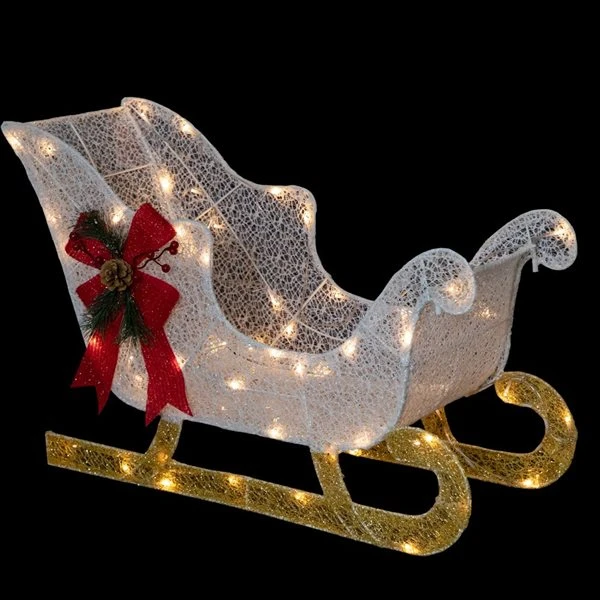 Northlight 30-in White Glittery Christmas Sleigh With Clear LED Lights 4 Northlight 30-in White Glittery Christmas Sleigh With Clear LED Lights - Image 2