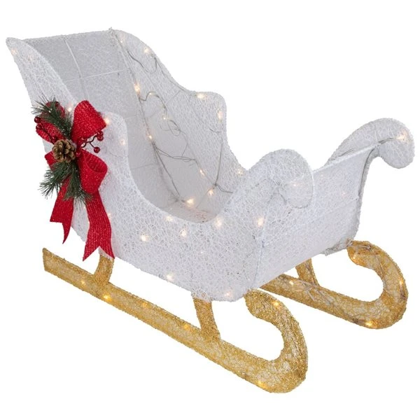 Northlight 30-in White Glittery Christmas Sleigh With Clear LED Lights 5 Northlight 30-in White Glittery Christmas Sleigh With Clear LED Lights - Image 3