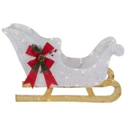 Northlight 30-in White Glittery Christmas Sleigh With Clear LED Lights 10 Northlight 30-in White Glittery Christmas Sleigh With Clear LED Lights -Northlight Paradise 332018067 MainImage 001 l