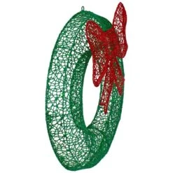 Northlight 24-in Hanging Glitter Christmas Wreath With Bow And Green LED -Northlight Paradise 332018073 AlternateImage2 l