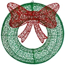 Northlight 24-in Hanging Glitter Christmas Wreath With Bow And Green LED