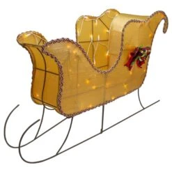 Northlight 36-in Lighted Gold Shiny Christmas Sleigh Outdoor Yard Decoration With Clear Lights