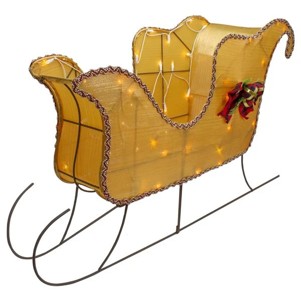 Northlight 36-in Lighted Gold Shiny Christmas Sleigh Outdoor Yard Decoration With Clear Lights 3 Northlight 36-in Lighted Gold Shiny Christmas Sleigh Outdoor Yard Decoration With Clear Lights