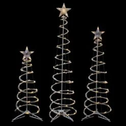 Northlight Set Of 3 Outdoor Spiral Christmas Trees With Warm White LED Lights- 3-ft - 4-ft - 6-ft -Northlight Paradise 332018088 AlternateImage2 l