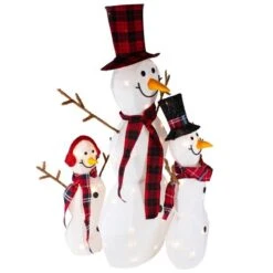 Northlight Lighted Tinsel Christmas Snowmen Family Set Of 3 -Northlight Paradise 332018093 AlternateImage2 l